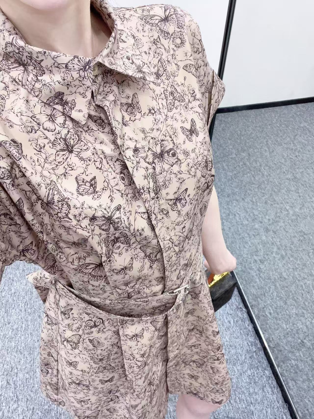 Elegant Butterfly Print Belted Shirt Dress - Timeless Style & Comfort 6 i1742814121974 3400 0 5