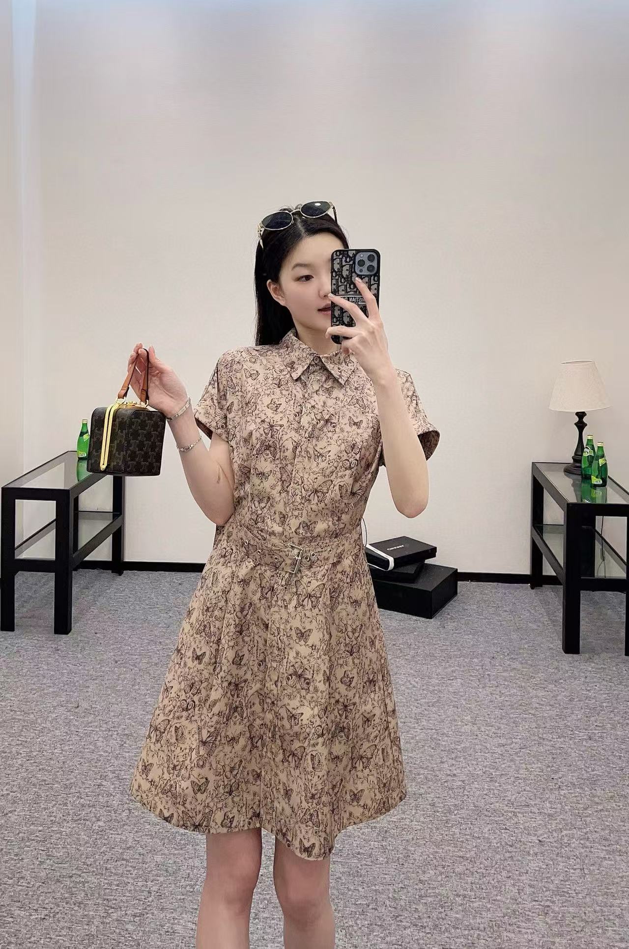 Elegant Butterfly Print Belted Shirt Dress - Timeless Style & Comfort 3 i1742814121974 7220 0 2