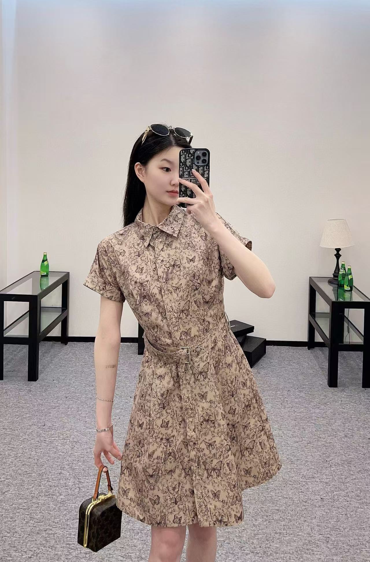 Elegant Butterfly Print Belted Shirt Dress - Timeless Style & Comfort 5 i1742814122544 1317 0 4