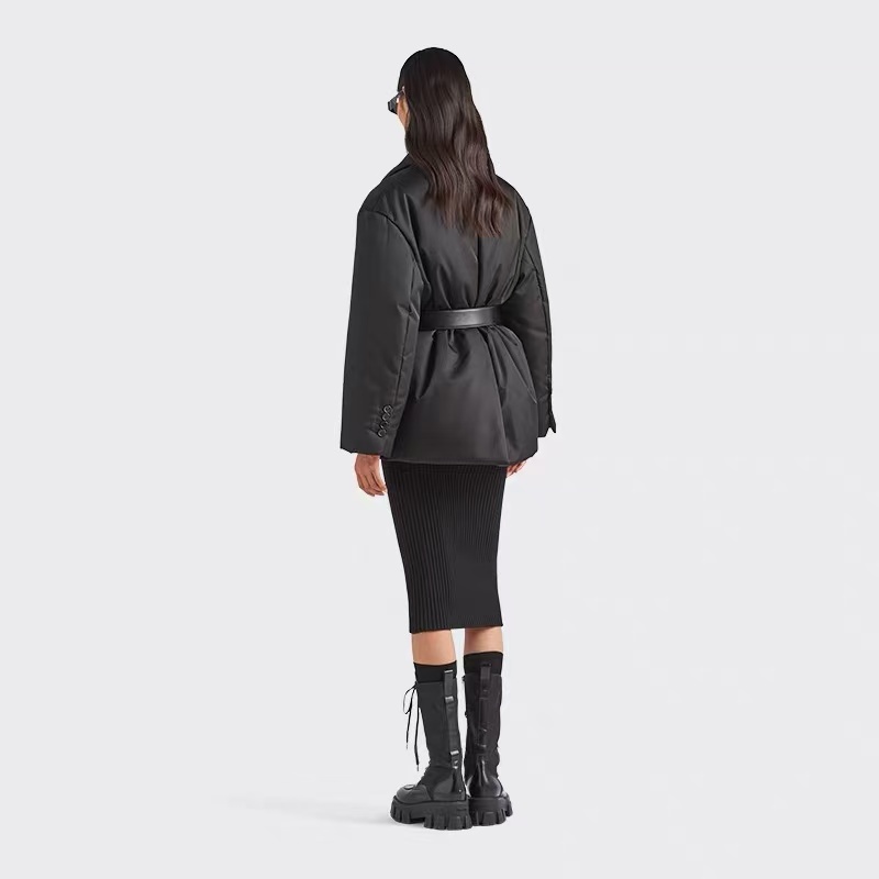 Prada Women's Black Belted Padded Jacket | Winter Fall New Collection 2 i1756525801753 2422 0 1