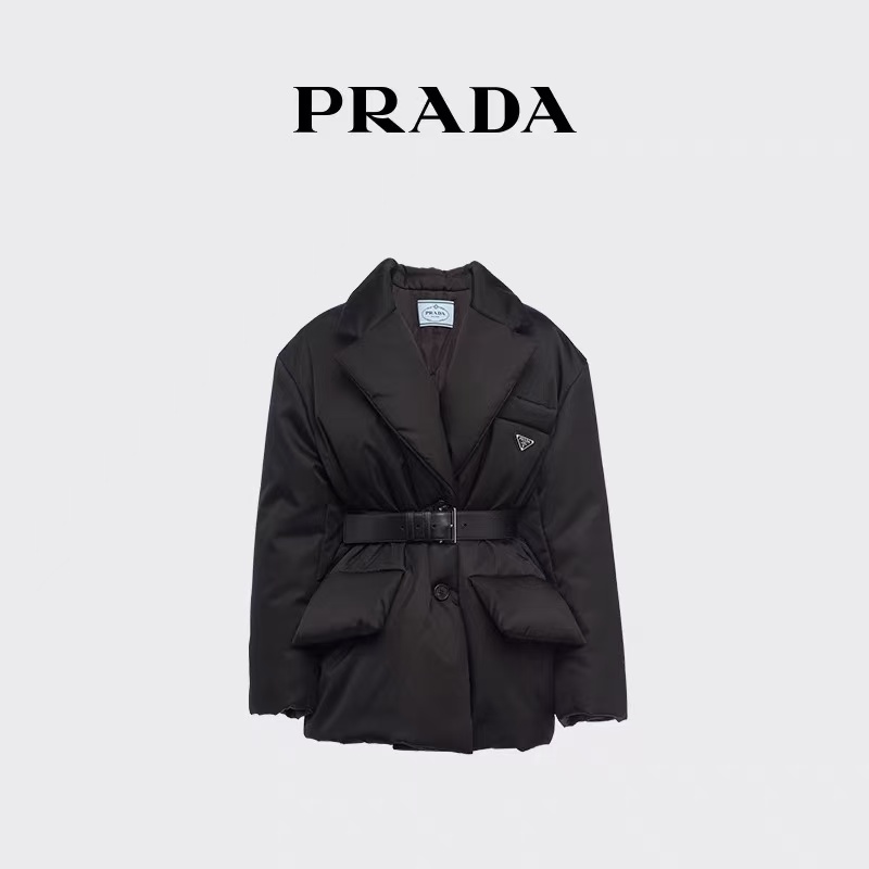 Prada Women's Black Belted Padded Jacket | Winter Fall New Collection 5 i1756525801753 4998 0 4