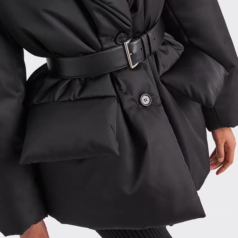 Prada Women's Black Belted Padded Jacket | Winter Fall New Collection 4 i1756525801753 9301 0 3