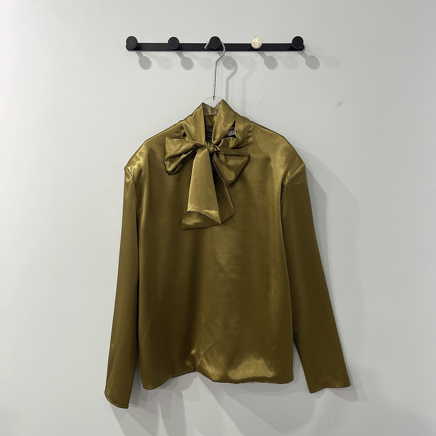 Saint Laurent Tie Neck Padded Shoulder Blouse