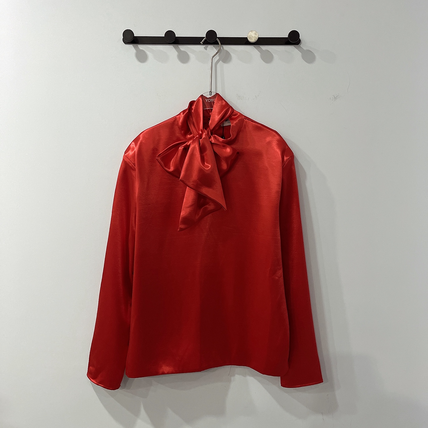 Saint Laurent Tie Neck Padded Shoulder Blouse