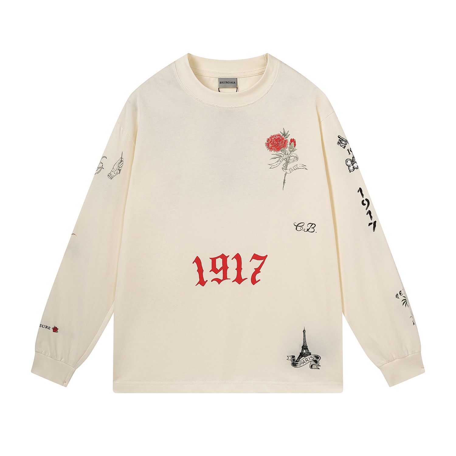 P105 [Versión superior] Detalles de productos grandes #Paris 26FW Manchester United Limited 1917 estampado de rosas cor…