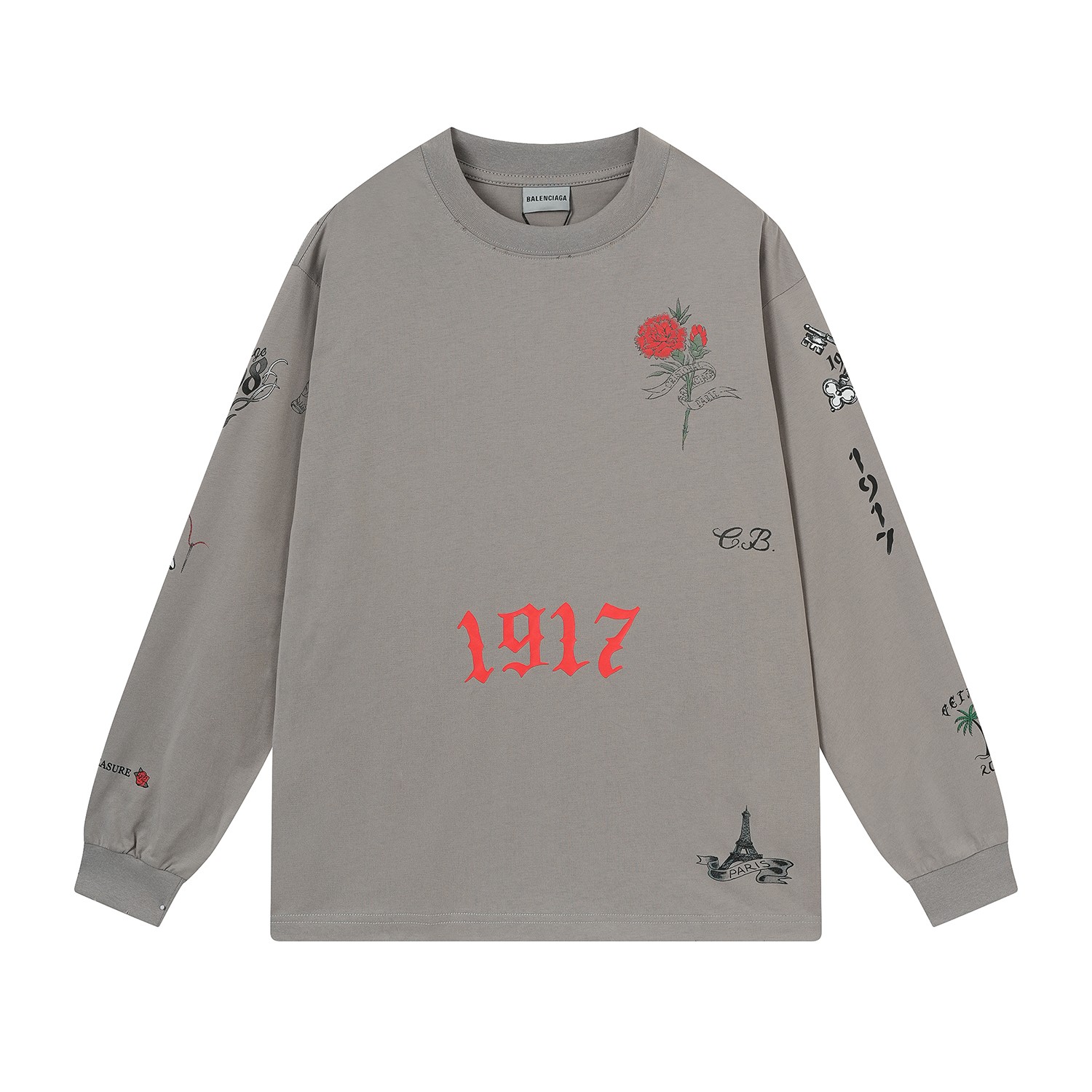 P105 [Versión superior] Detalles de productos grandes #Paris 26FW Manchester United Limited 1917 estampado de rosas cor…