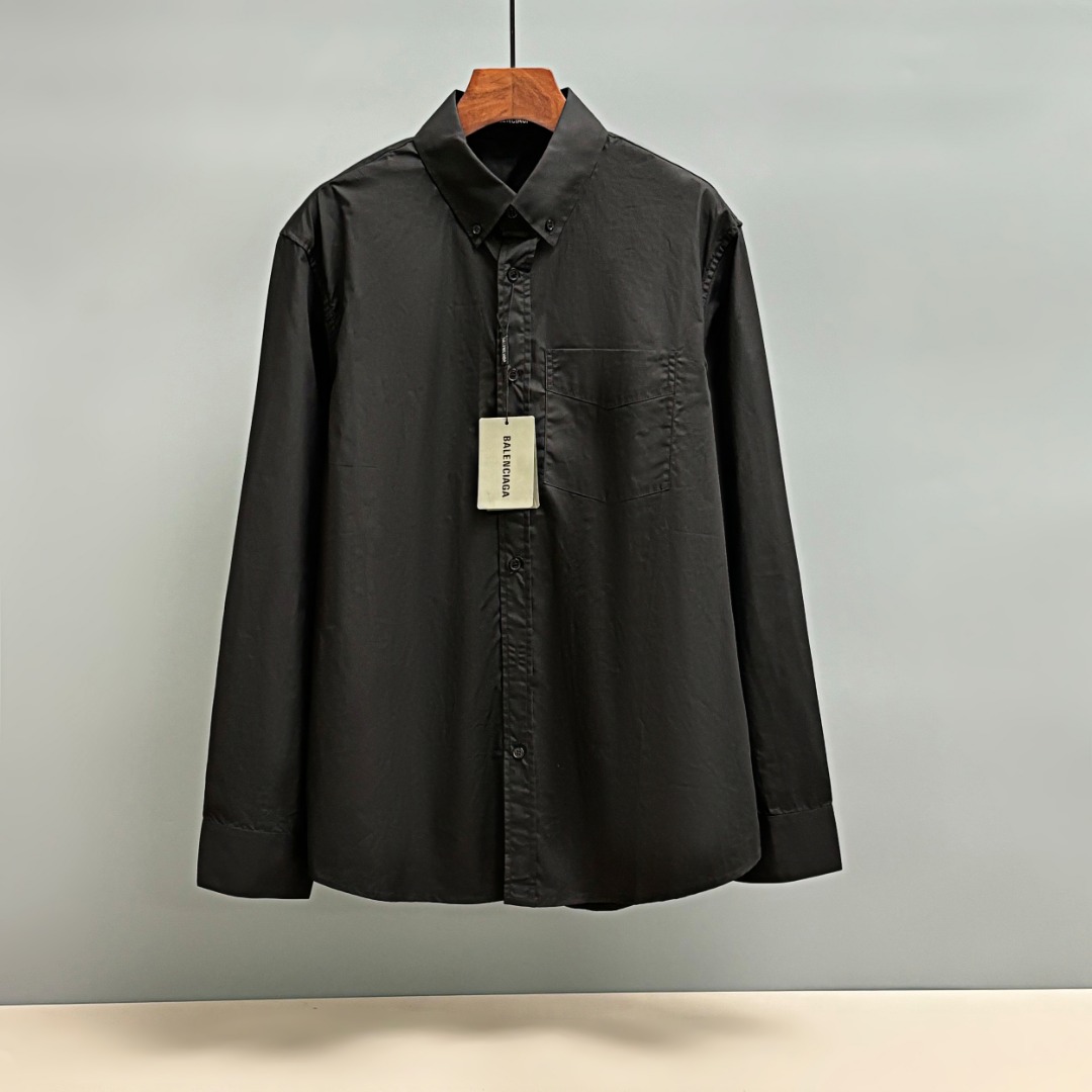 P95 BALENCIAGA/巴黎世家 Camisa de estampado de placa gruesa de principios de otoño, tejido personalizado clásico de 40 hilo…