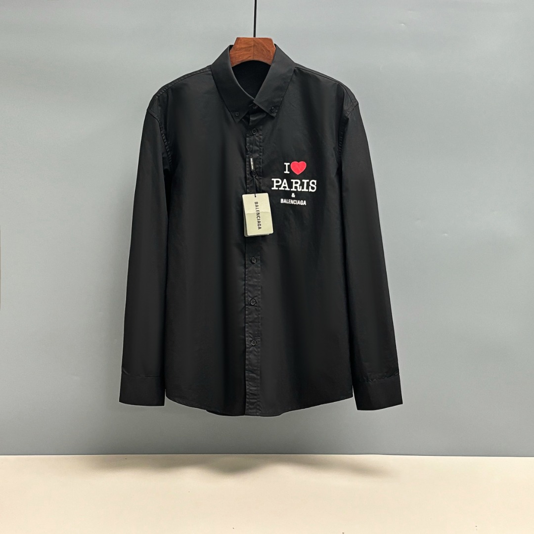 P95 BALENCIAGA/París Camisa de principios de otoño con estampado de placa gruesa, tejido clásico de algodón de 40 cabos…