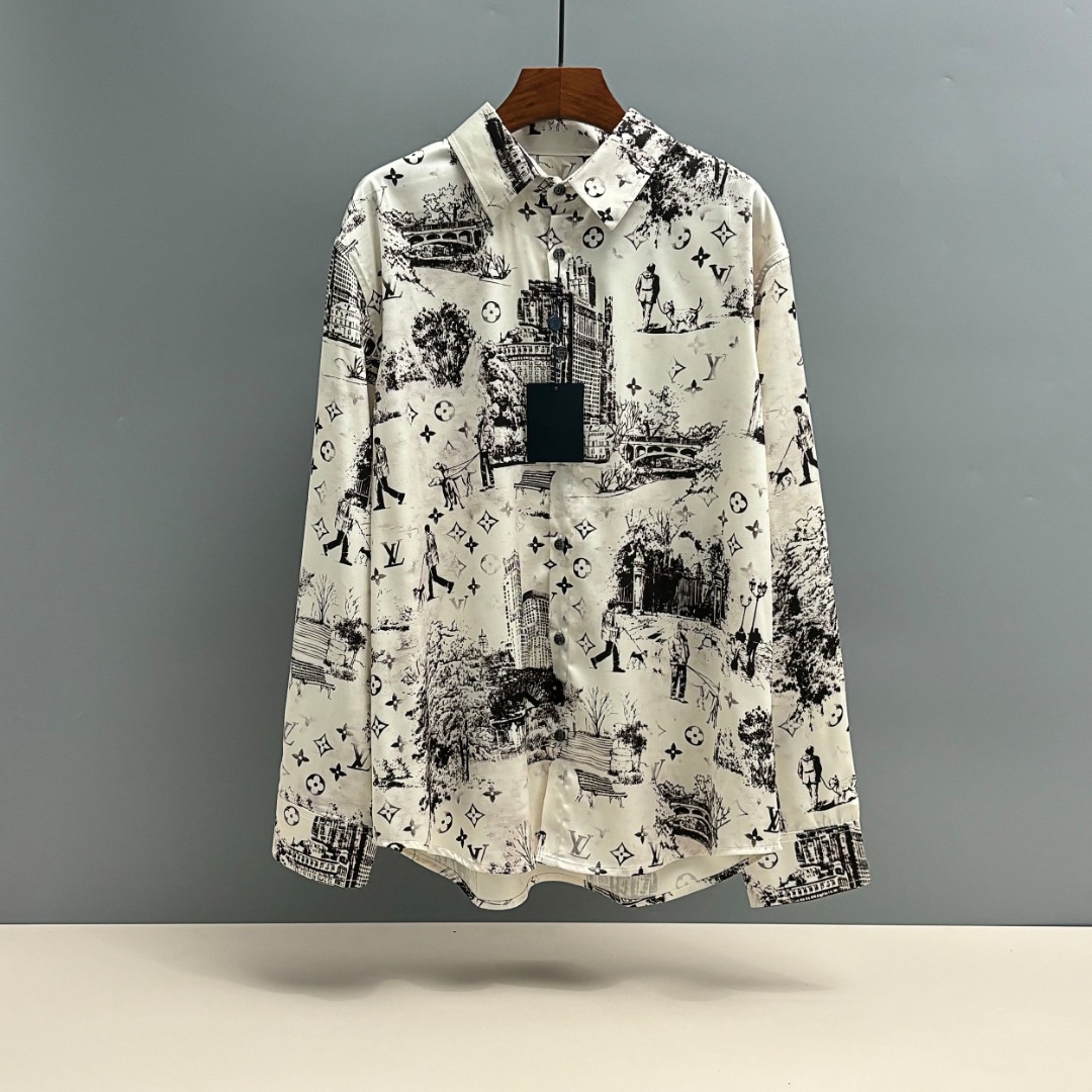 La camisa estampada de seda P95 LV/Louis Vuitton de principios de otoño utiliza tela estampada Tencel La fibra Tencel t…