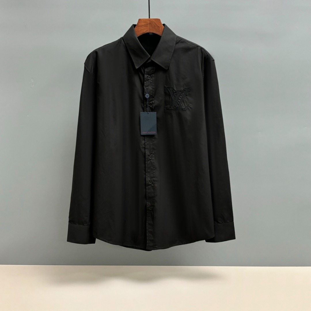 P130 LV/Louis Vuitton Camisa bordada de principios de otoño Tela de camisa clásica personalizada de imitación de tejido…