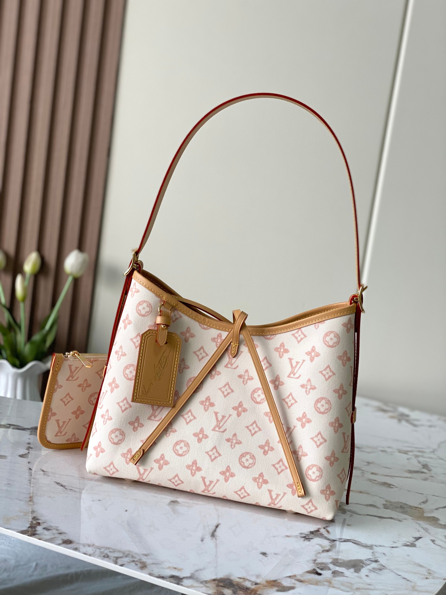 p420, versión reforzada original + herrajes de semiacero [Bolso mediano CARRYALL] m27948 Blanco (color) El bolso median…