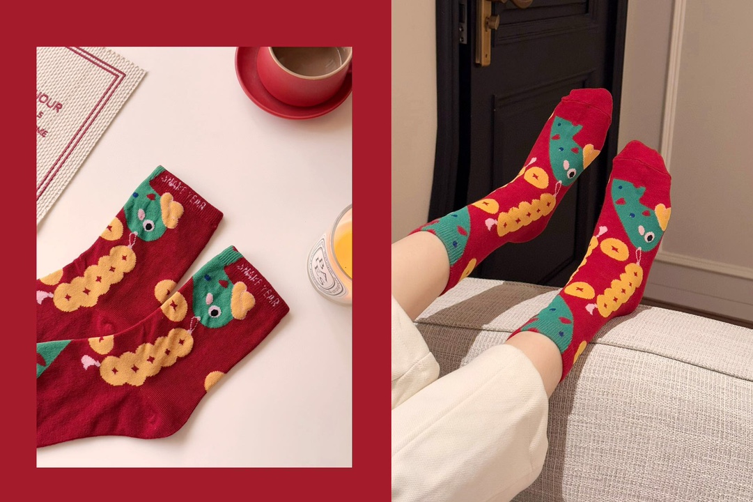 Apricot Island Wealth SocksClassic red as the main toneA snake year - Underwear 3