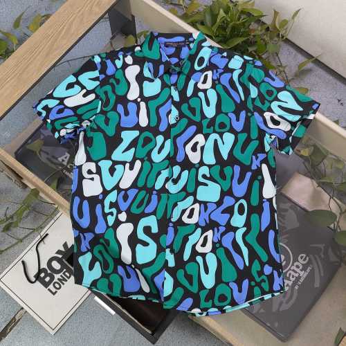 Louis Vuitton Cartoon Logo Print Short Sleeve Shirt - Couple Style 1 Louis Vuitton Cartoon Logo Print Short Sleeve Shirt - Couple Style