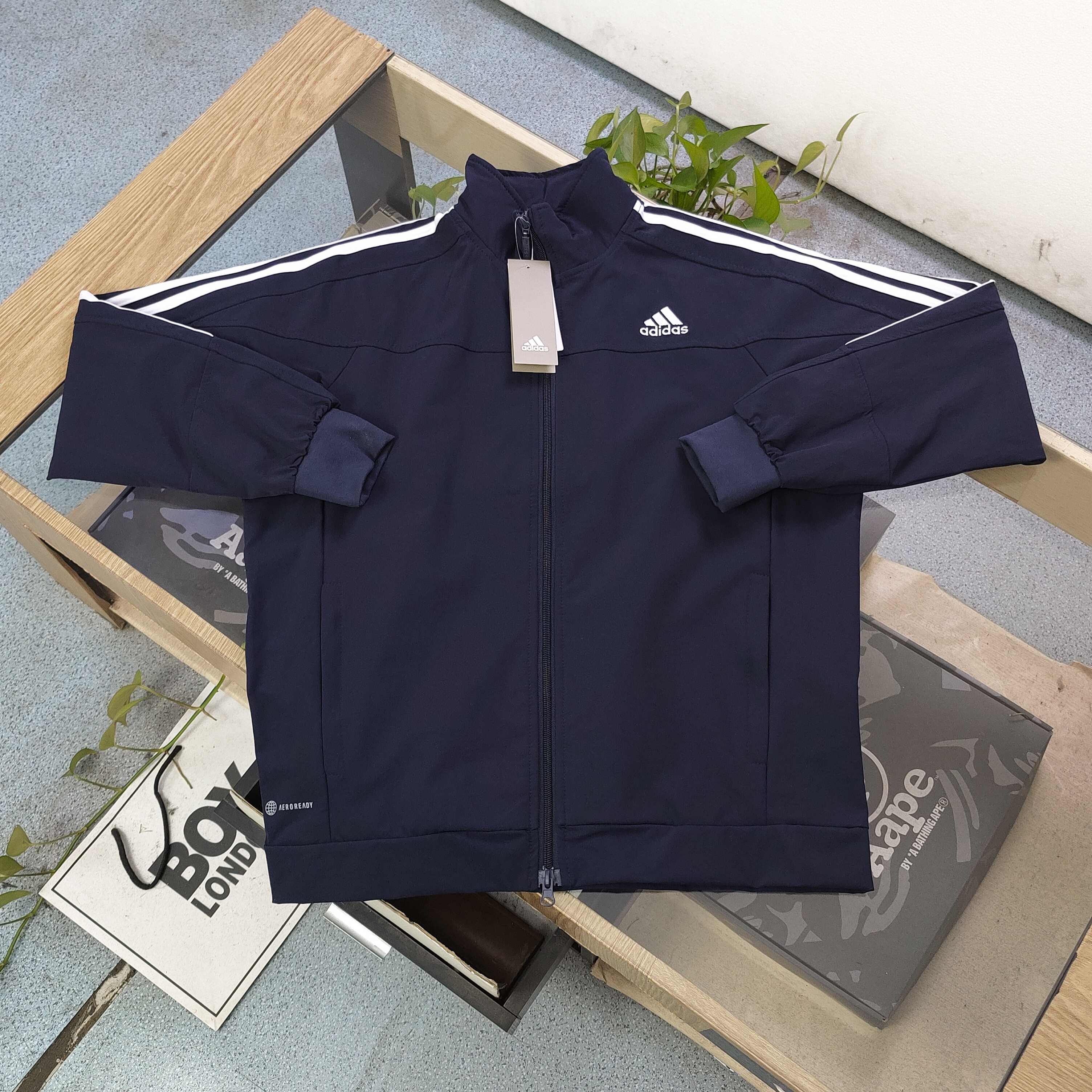 Adidas Classic Embroidered Logo Casual Couple Stand Collar Jacket Coat