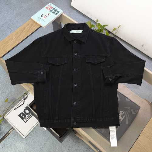 Off-White Arrow Logo Denim Jacket, Classic Button-Down, Black 1 Off-White Arrow Logo Denim Jacket, Classic Button-Down, Black