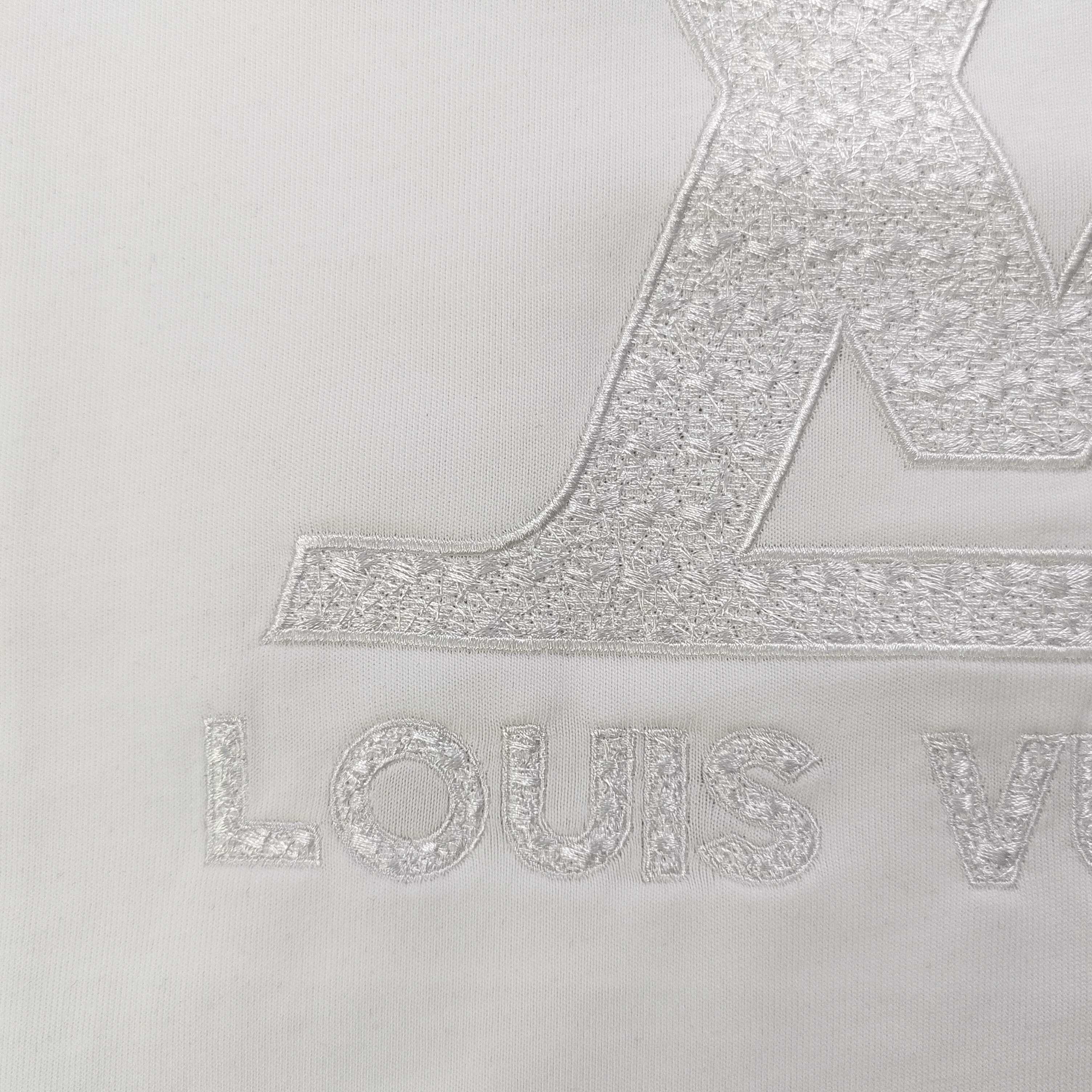 💰85
【款号：Cx2039】高版本
2025新款Louis Vuitton路易威登LV刺绣大logo图案绣花休闲情侣宽松短袖T恤，独一无二的活性环保面料染色，32支双纱精梳纯棉爽滑手感，纯棉不起球不起毛，面料采用270克重的纯棉双纱爽滑面料，质量保证、定制面料、定制定染，欢迎对比质量，男女同款！
颜色：黑色 白色
尺码：XS-L 
    衣长 胸围 袖长 肩宽
XS   70   110   18.5   58.5
S    72   114    19     60
M    74   118   19.5   61.5
L    76   122    20    63
