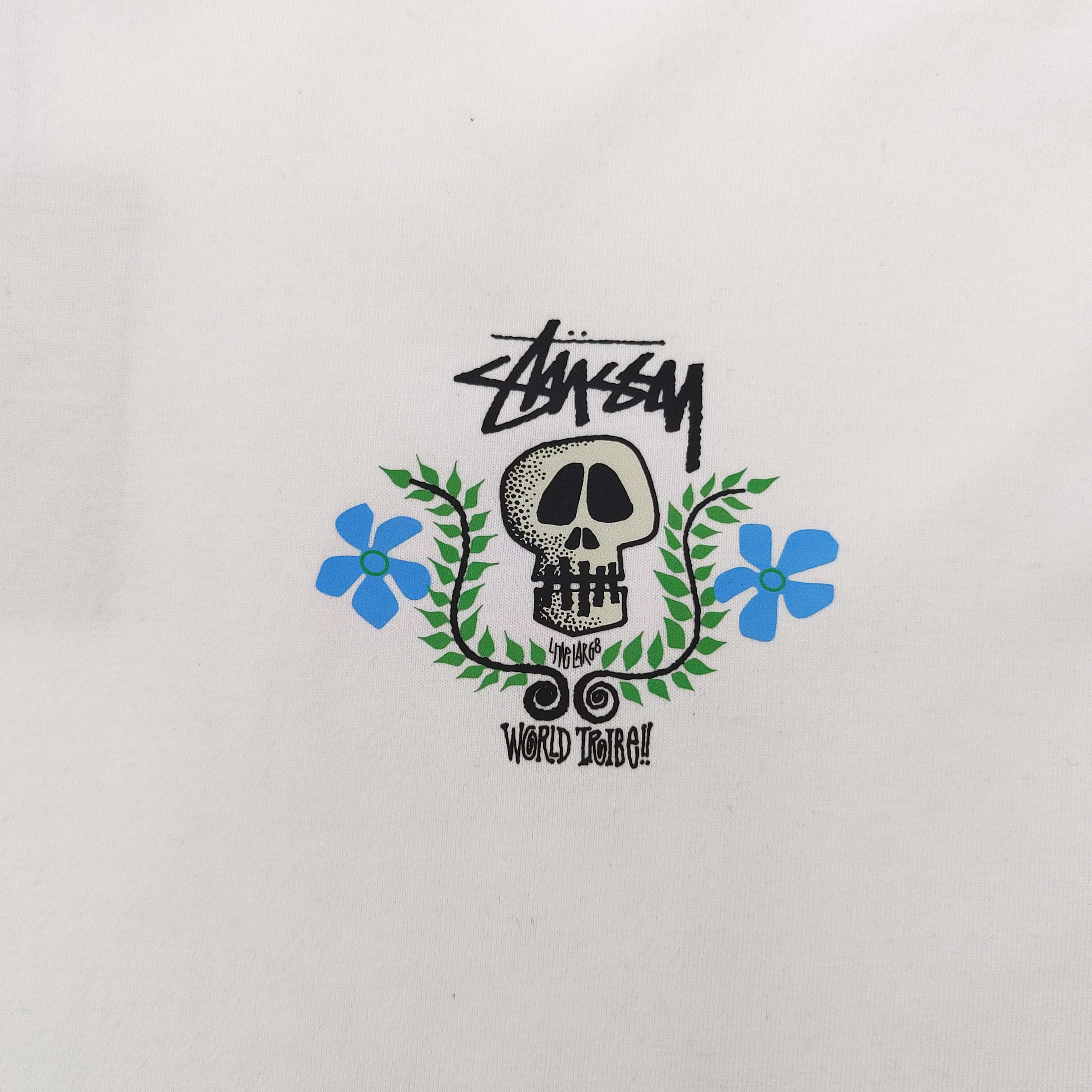 Stussy Camiseta de Manga Corta con Estampado de Calavera para Hombre y Mujer 6 a1742833659502 7011