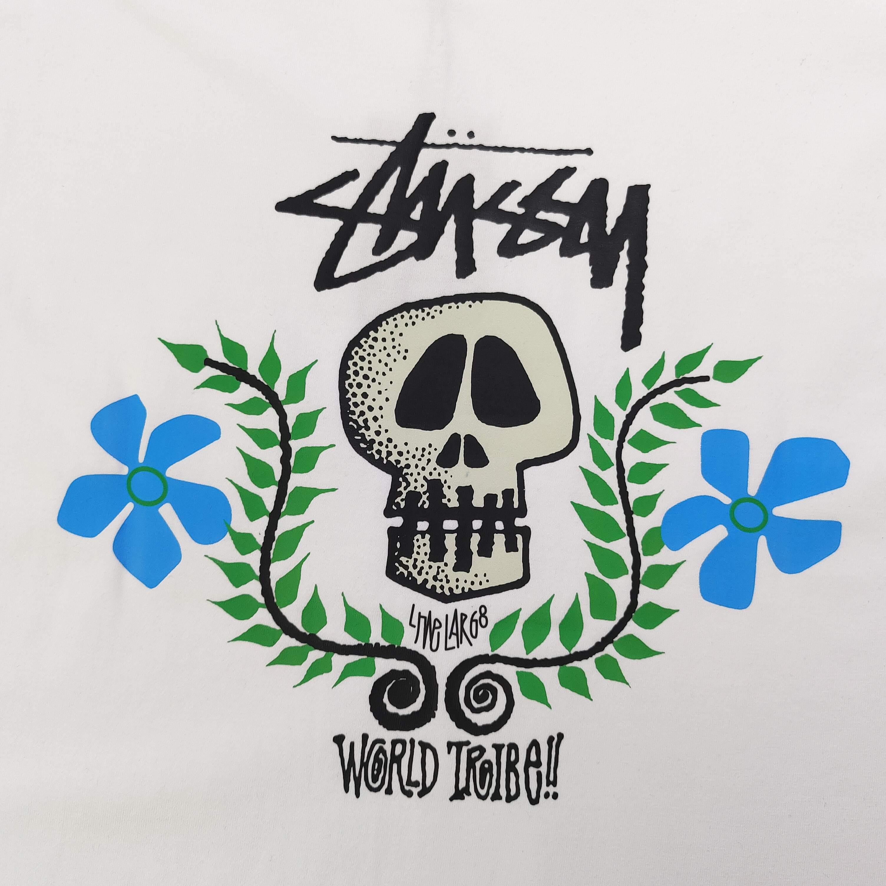Stussy Camiseta de Manga Corta con Estampado de Calavera para Hombre y Mujer 8 a1742833662346 7515