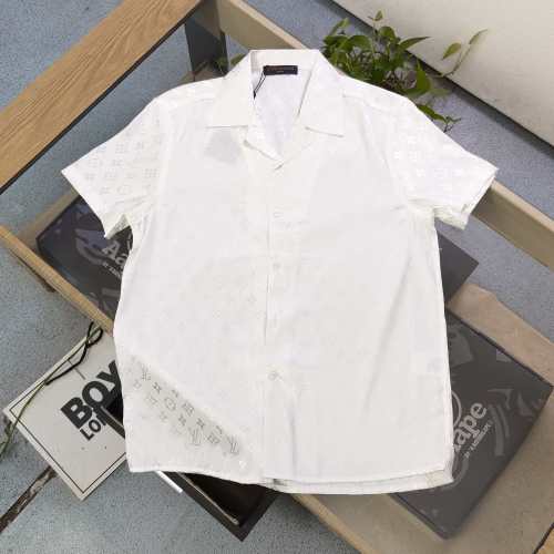 Louis Vuitton Classic Clover Logo Print Short Sleeve Shirt For Couples 1 Louis Vuitton Classic Clover Logo Print Short Sleeve Shirt For Couples