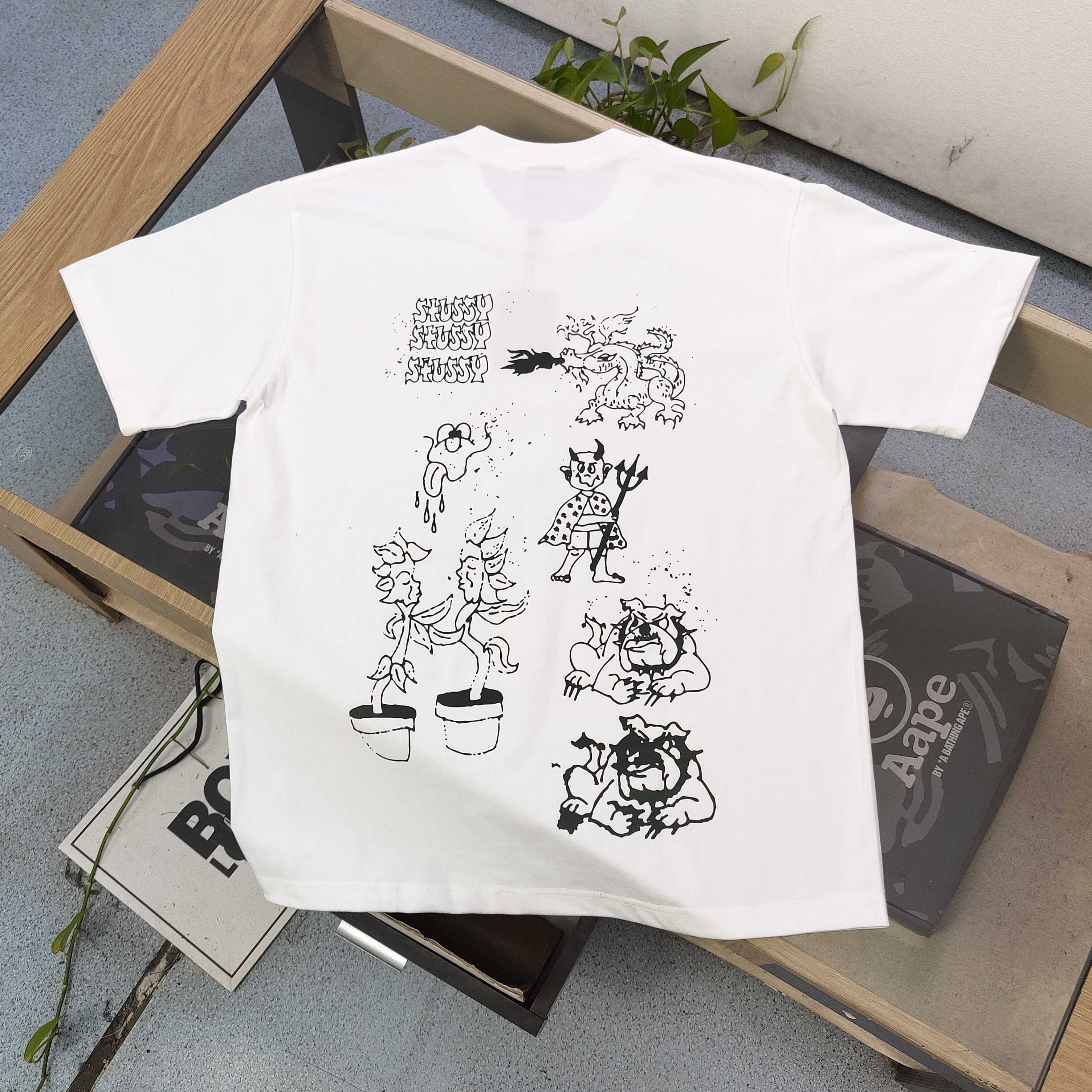 Stussy Camiseta de Manga Corta con Estampado Gráfico Casual para Hombre y Mujer 3 a1743957798590 8338