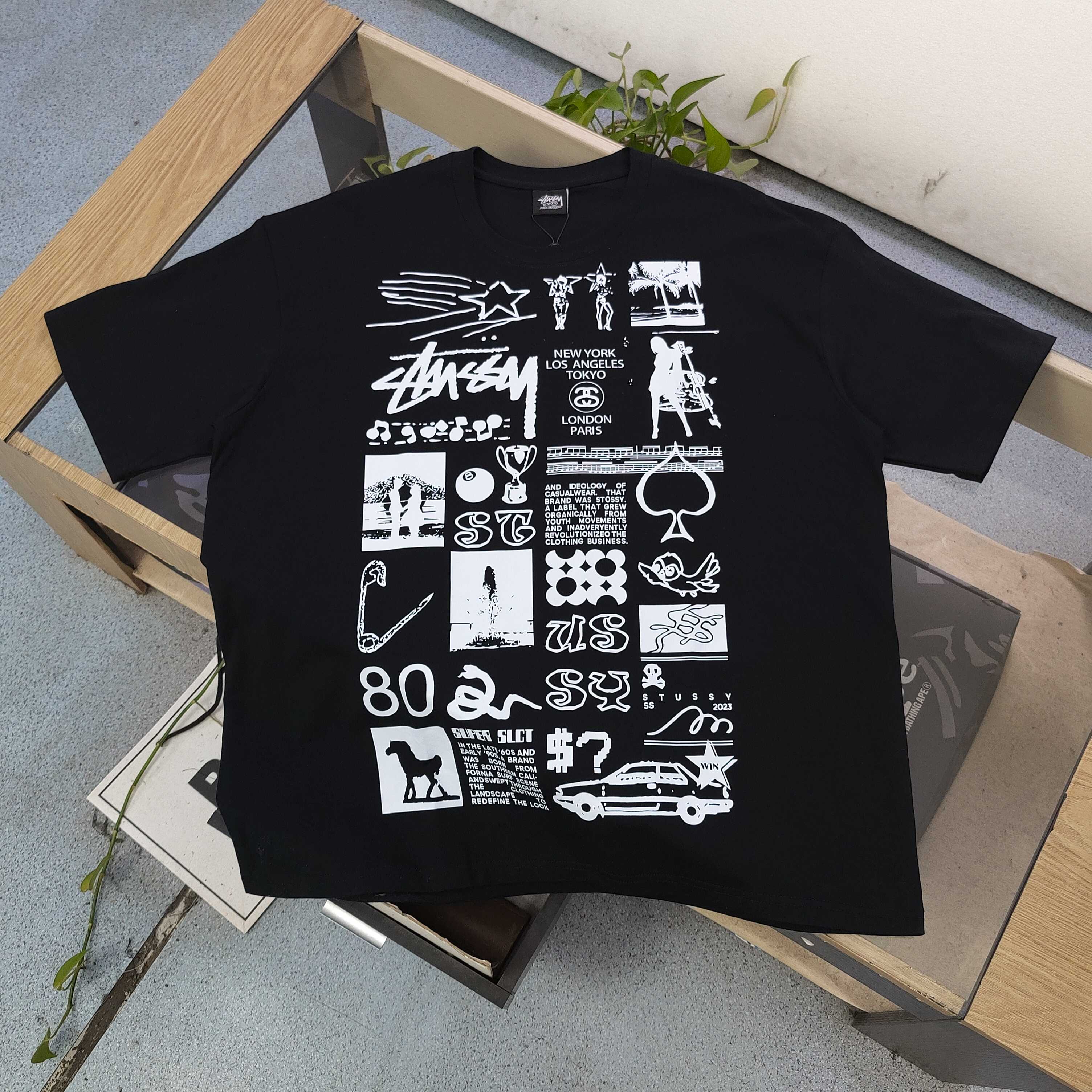 Stussy Camiseta de Manga Corta con Estampado Completo para Hombre y Mujer 4 a1743957897749 7735