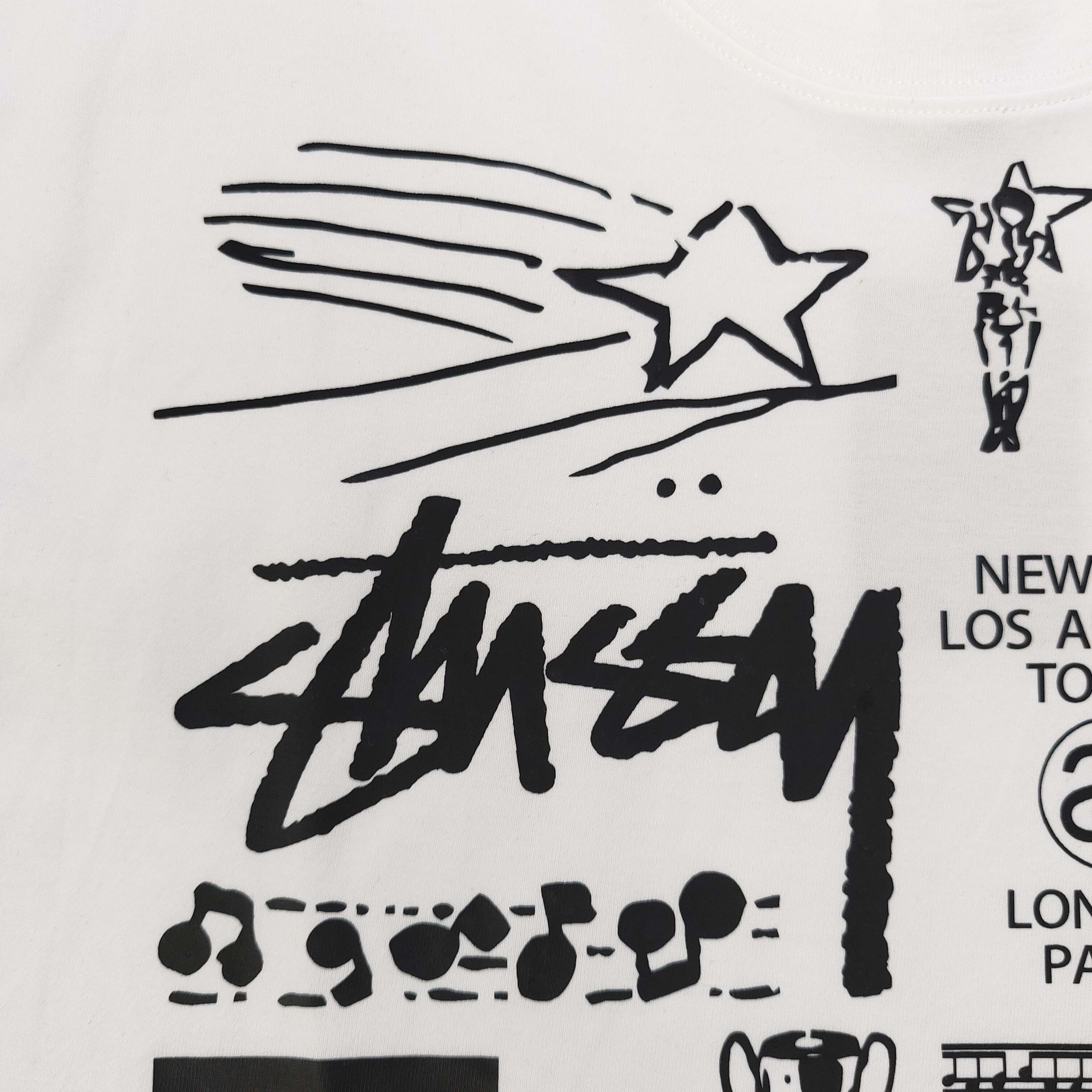 Stussy Camiseta de Manga Corta con Estampado Completo para Hombre y Mujer 8 a1743957902963 3727