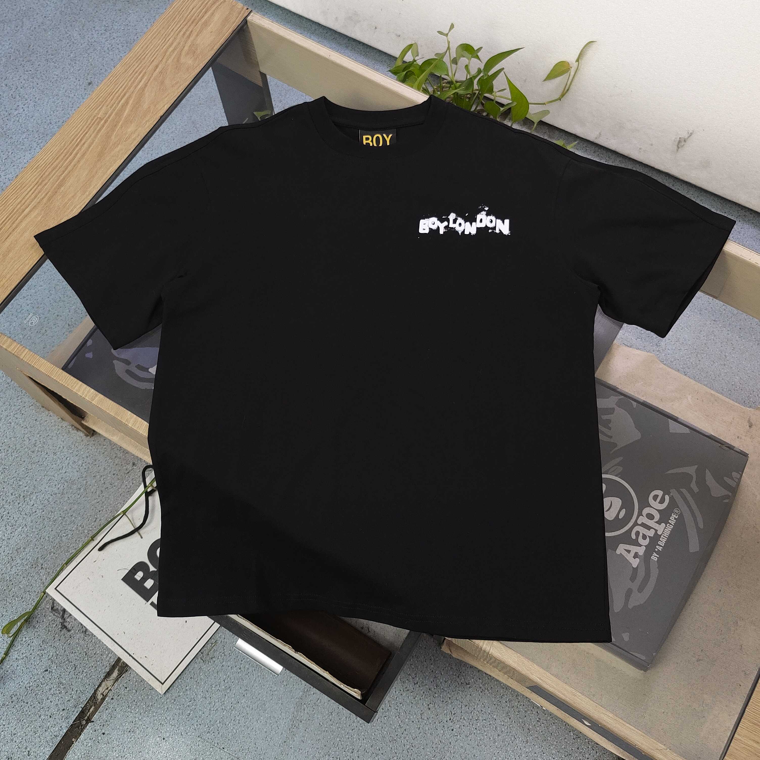 Boy London Unisex Black Cotton T-Shirt With White Logo Print Casual Tee