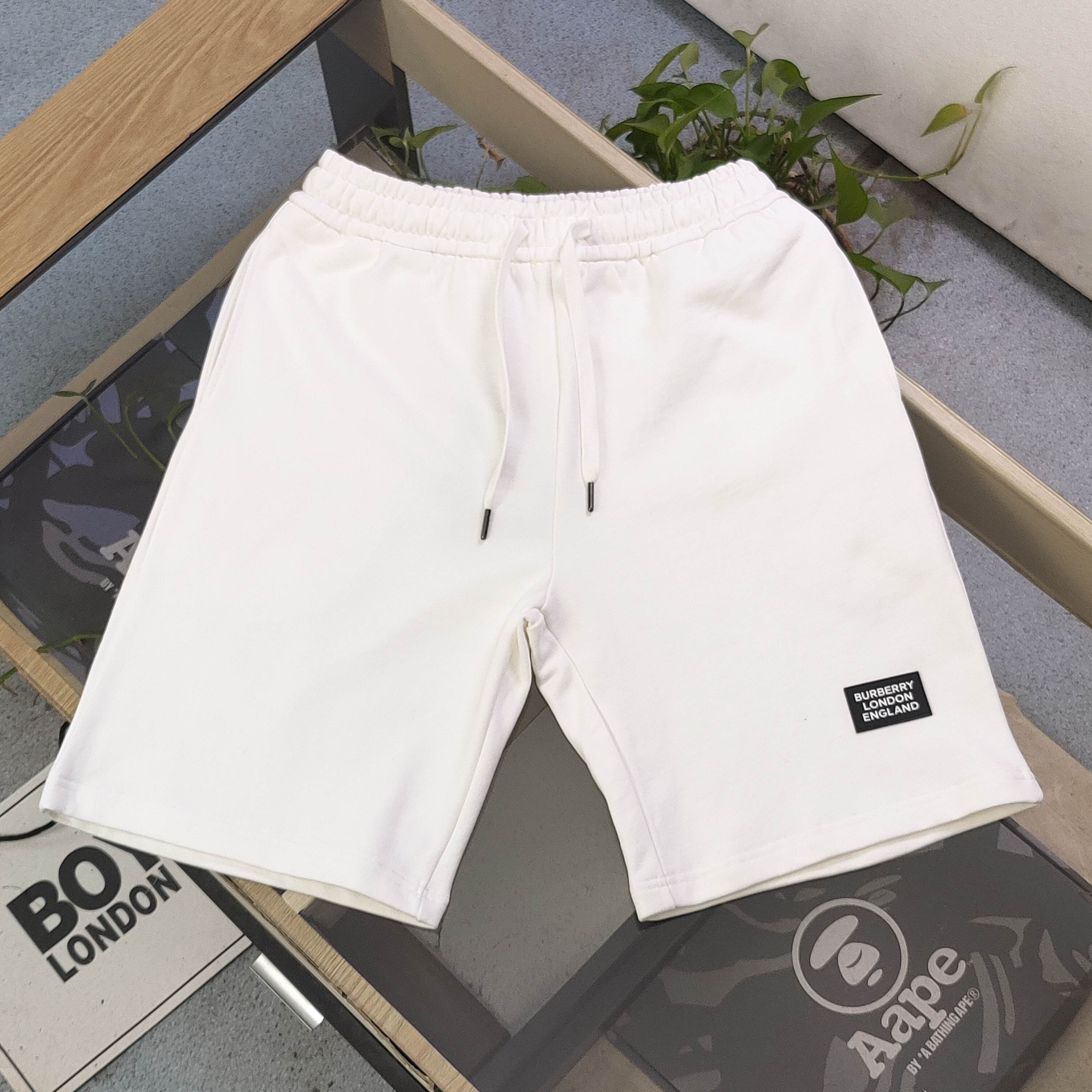 Burberry Logo Patch Cotton Blend Jersey Sweat Shorts Casual Fit