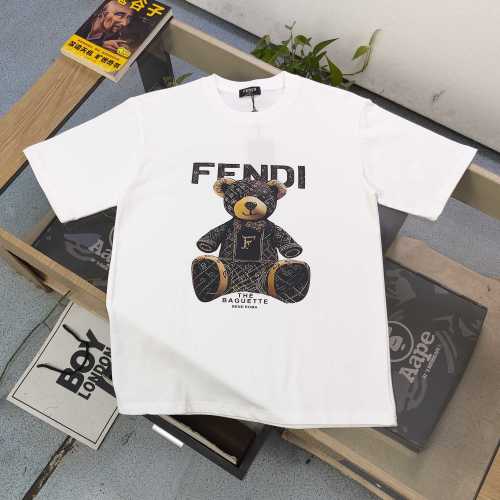 Fendi Bear Logo Print Short Sleeve T-Shirt, Casual Couple Tee for Men and Women 1 Fendi Bear Logo Print Short Sleeve T-Shirt, Casual Couple Tee for Men and Women
