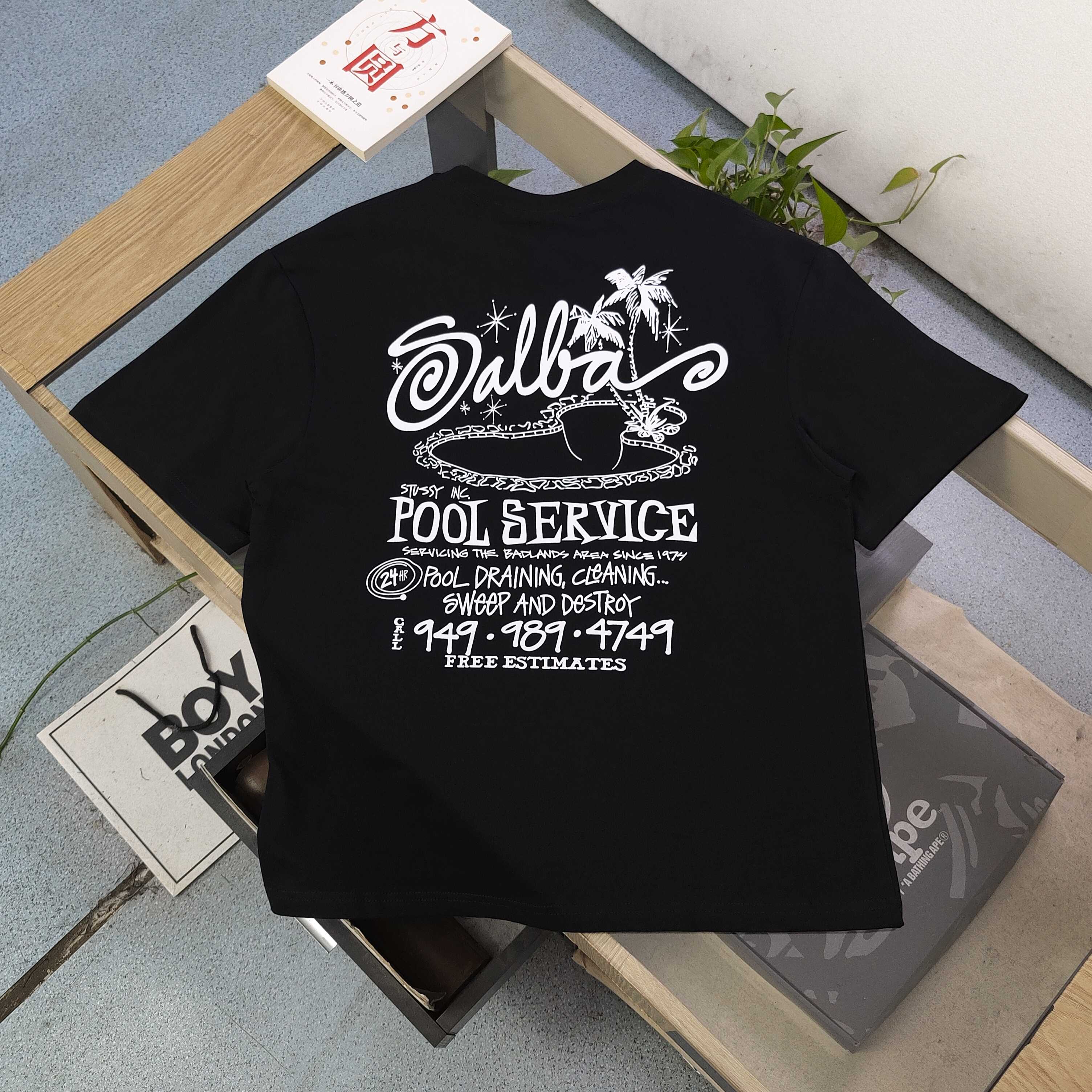 Stussy Camiseta de Manga Corta con Estampado de Palmeras para Hombre y Mujer 5 a1746988055684 2485