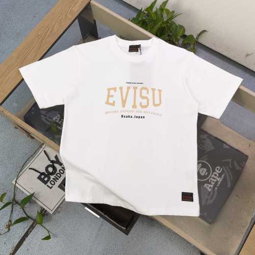 Evisu Gold-Tone Logo Print Short Sleeve T-Shirt Cotton Blend Unisex Fit 1 Evisu Gold-Tone Logo Print Short Sleeve T-Shirt Cotton Blend Unisex Fit