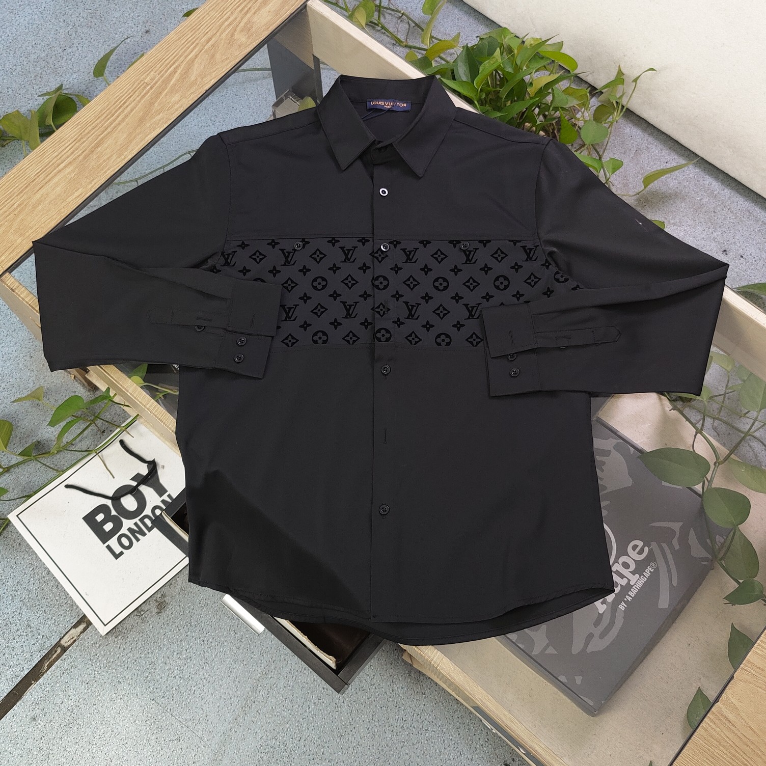 Louis Vuitton Flocked Logo Long Sleeve Shirt - Stylish Couple Matching Top