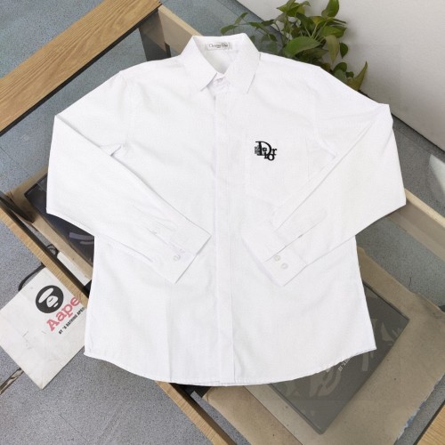 Dior Pocket Logo Embroidered Long Sleeve Shirt, Casual Couple Style 16 Dior Pocket Logo Embroidered Long Sleeve Shirt, Casual Couple Style