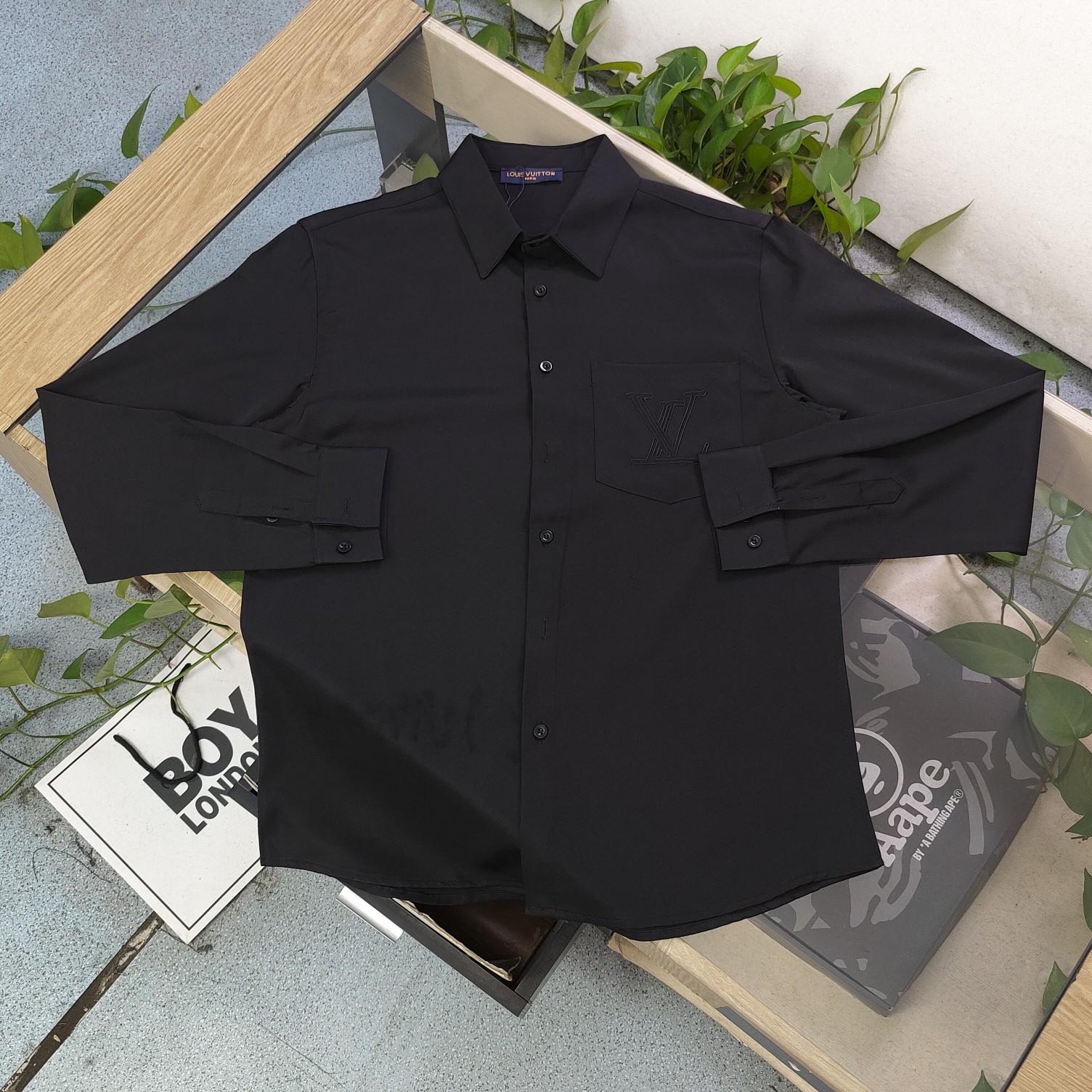 Louis Vuitton Classic Pocket Embroidered Logo Long Sleeve Shirt