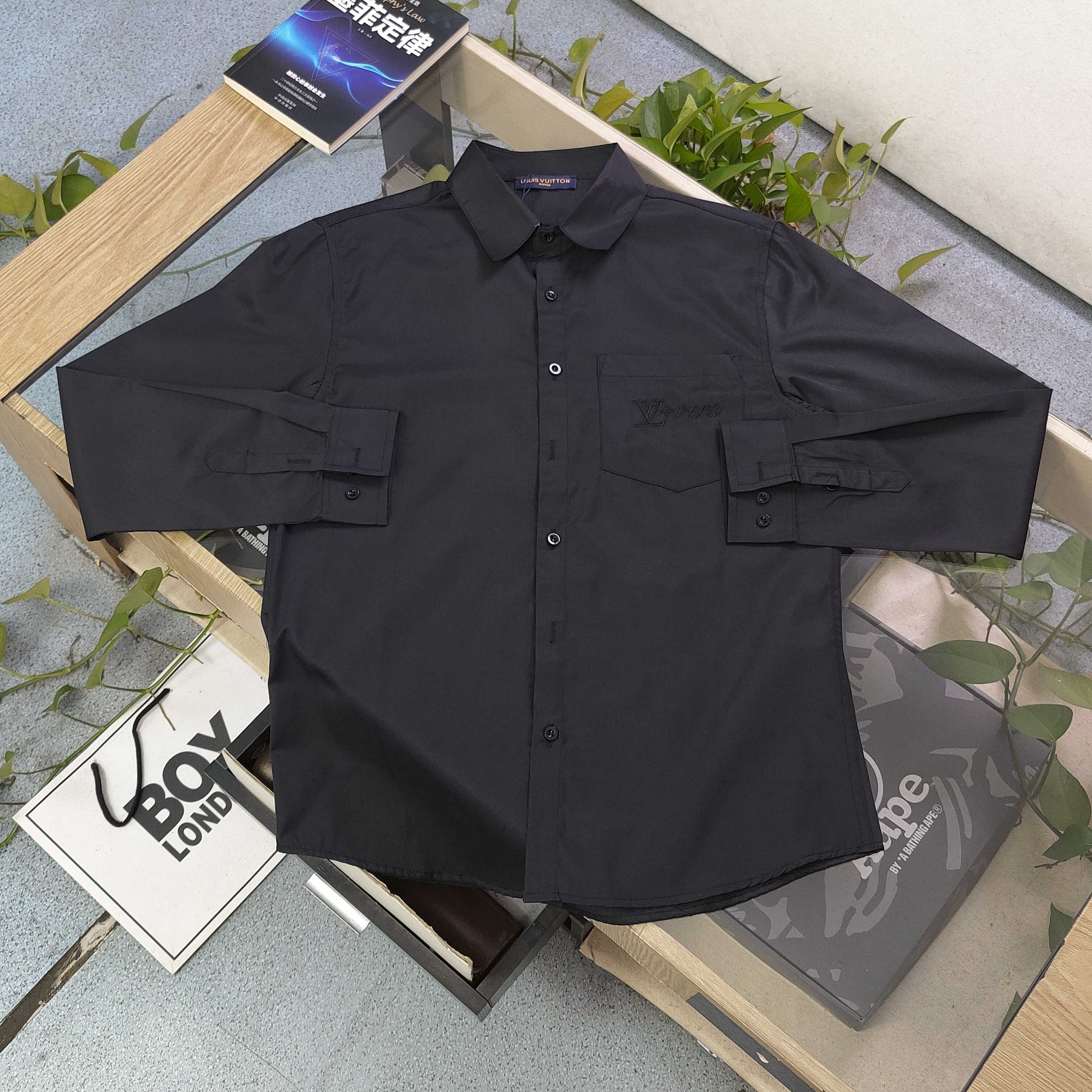 Louis Vuitton Classic Pocket Embroidered Logo Long Sleeve Shirt