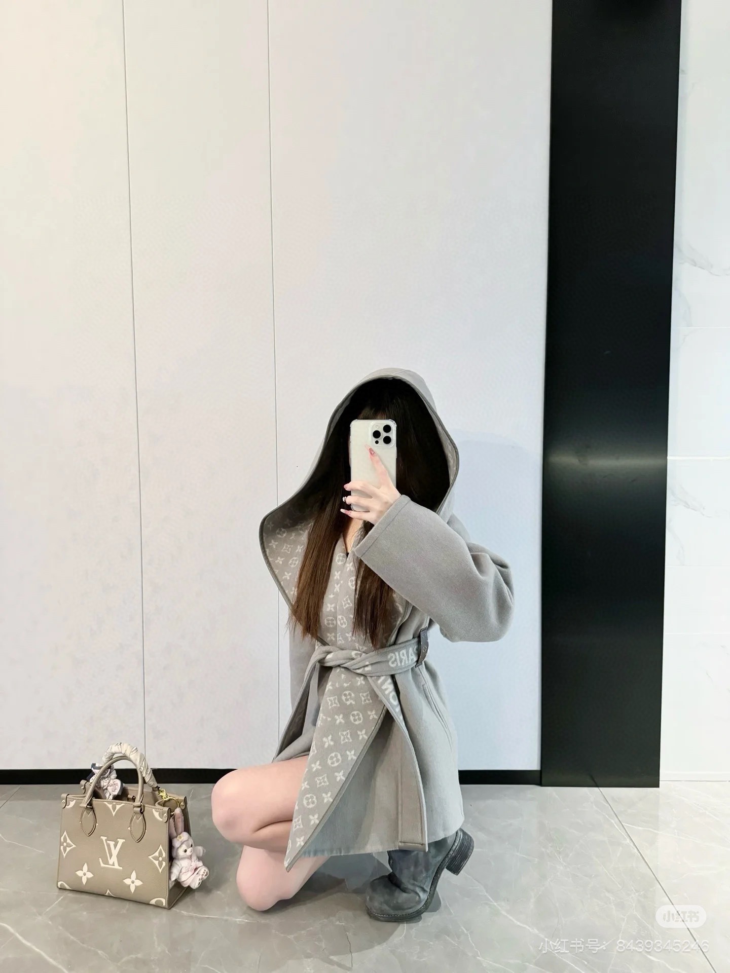 Hooded Wool-Blend Coat with Belt, Designer Inspired Elegant Winter Outerwear