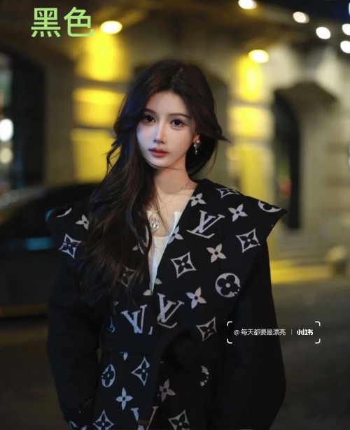 Elegant Louis Vuitton Inspired Black Wool Blend Overcoat with Belt 1 Elegant Louis Vuitton Inspired Black Wool Blend Overcoat with Belt