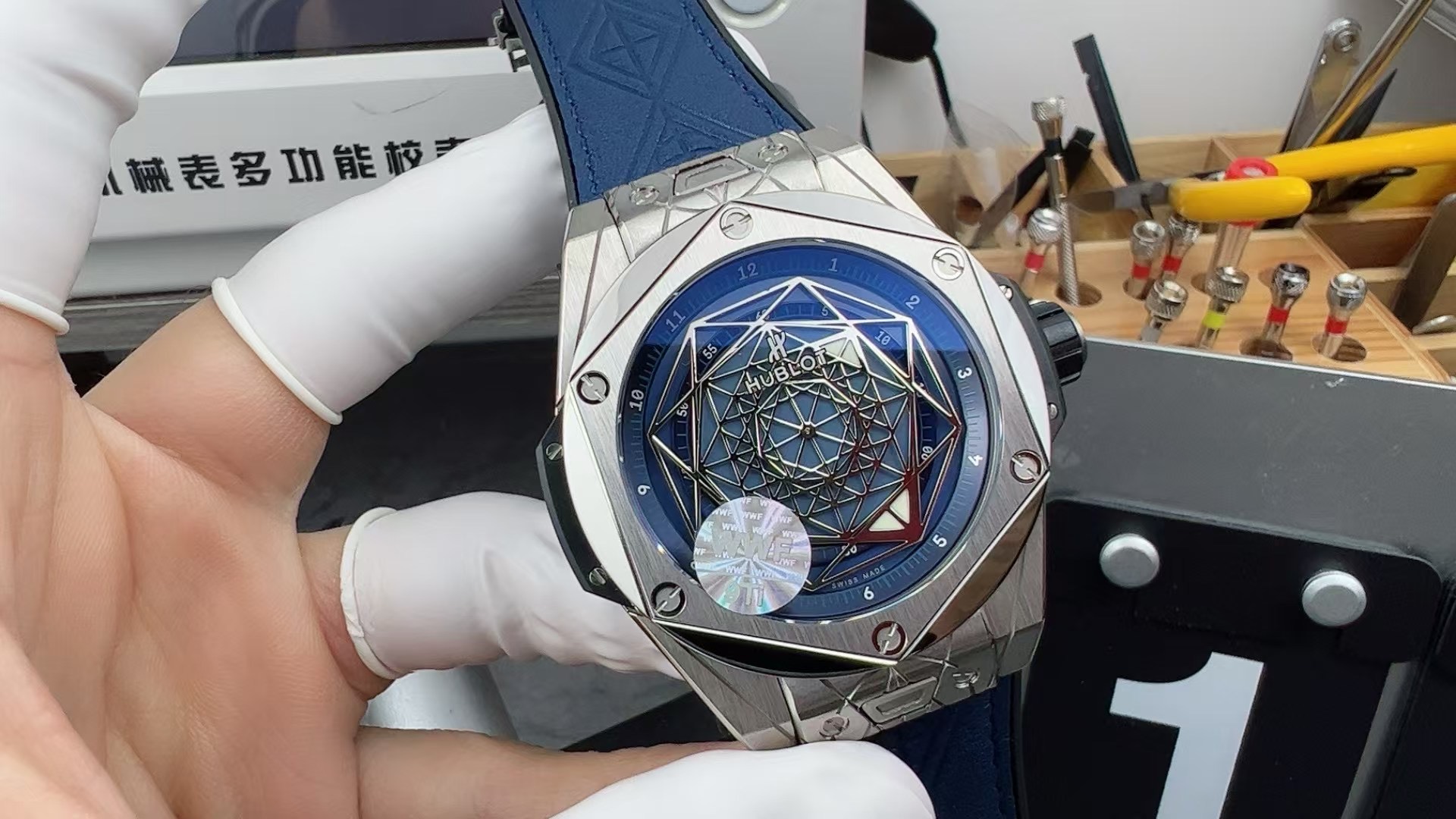 NO:156984,WWF Factory Hengbao Blue Tattoo,19860909WWF工厂 恒宝蓝刺青,,Watch