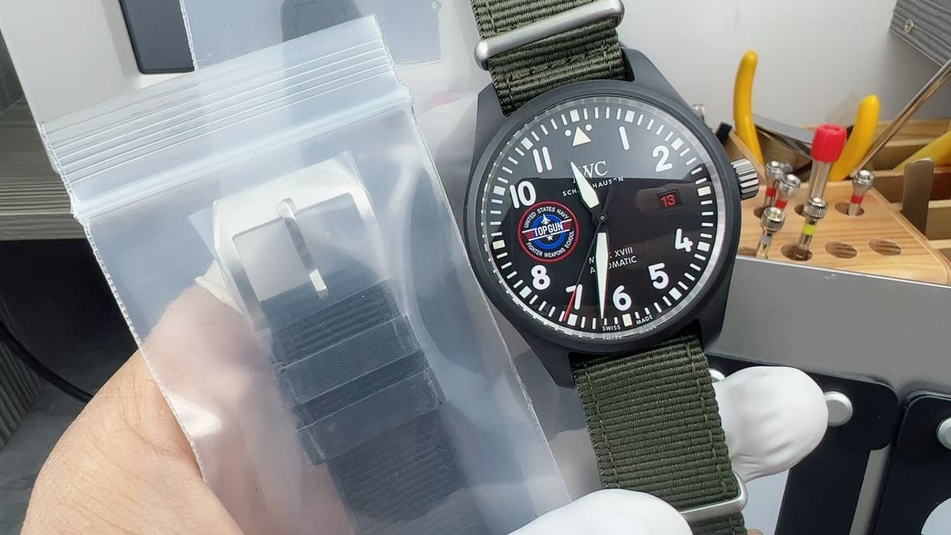 NO:156996,M  Factory IWC Calendar Ceramic Mark Pilot, iwc19860909M 工厂万国红日历陶瓷马克飞行员,,iwc,Watch