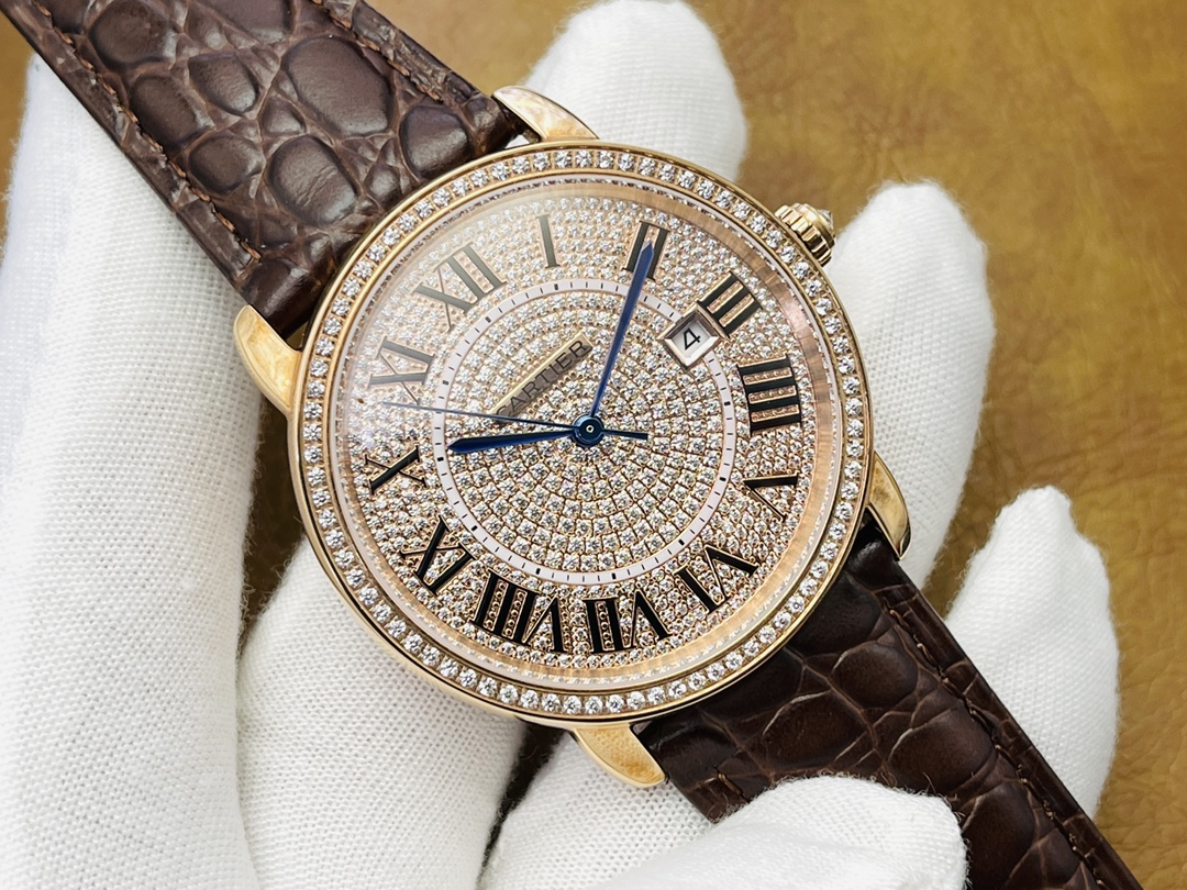 Cartier Watch AAA Quality Replica
 Blue Set With Diamonds 9015 Movement