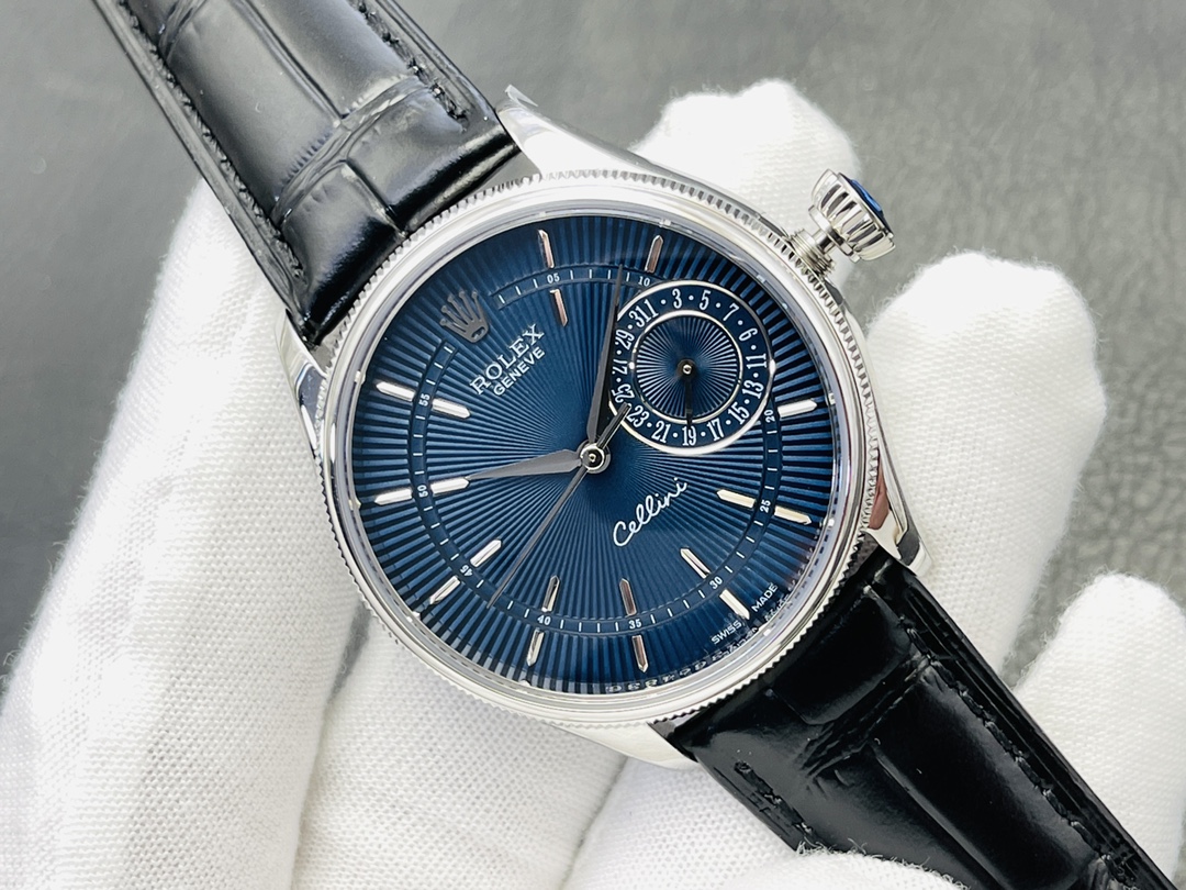 Rolex Cellini Orologio da Polso Collezione a 7 stelle
 Blu Incisione Pelle bovina Cinturino in pelle