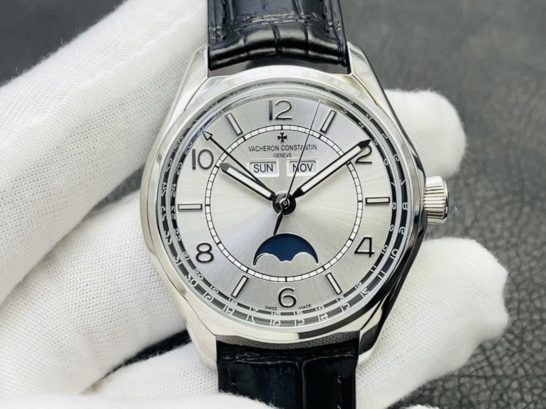 1: 1 clone
 Vacheron Constantin Fiftysix Orologio da Polso Blu Platino Bianco Lucidatura Pelle di vitello bovina Vintage Cinturino in pelle