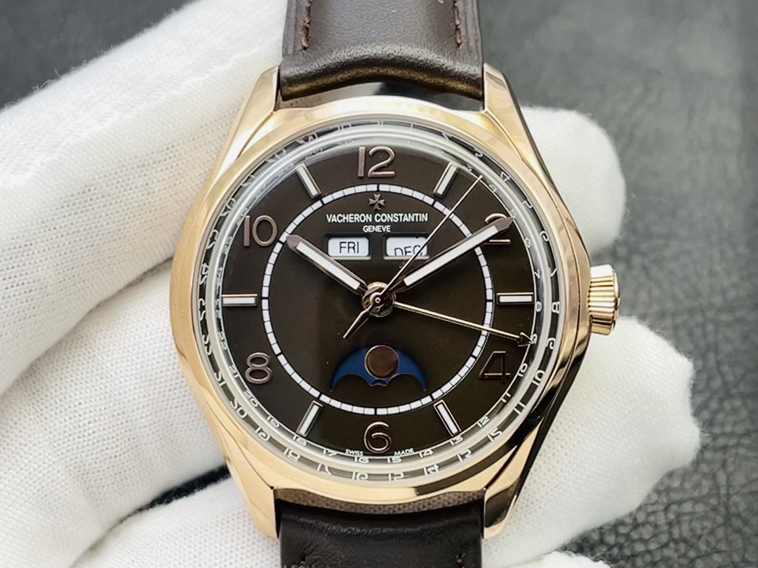 Vacheron Constantin Fiftysix Orologio da Polso Blu Platino Bianco Lucidatura Pelle di vitello bovina Vintage Cinturino in pelle