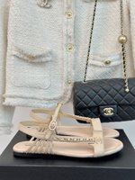 Chanel Shoes Sandals Cowhide Sheepskin Silk Spring/Summer Collection Chains