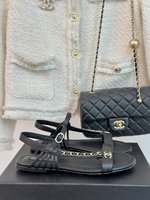 Chanel AAAA
 Shoes Sandals Cowhide Sheepskin Silk Spring/Summer Collection Chains