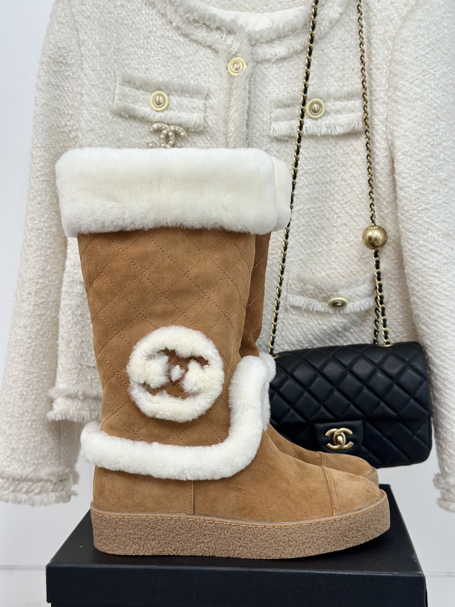 Chanel Botas de nieve Piel de vaca Cuero Lambswhol Colección otoño – invierno