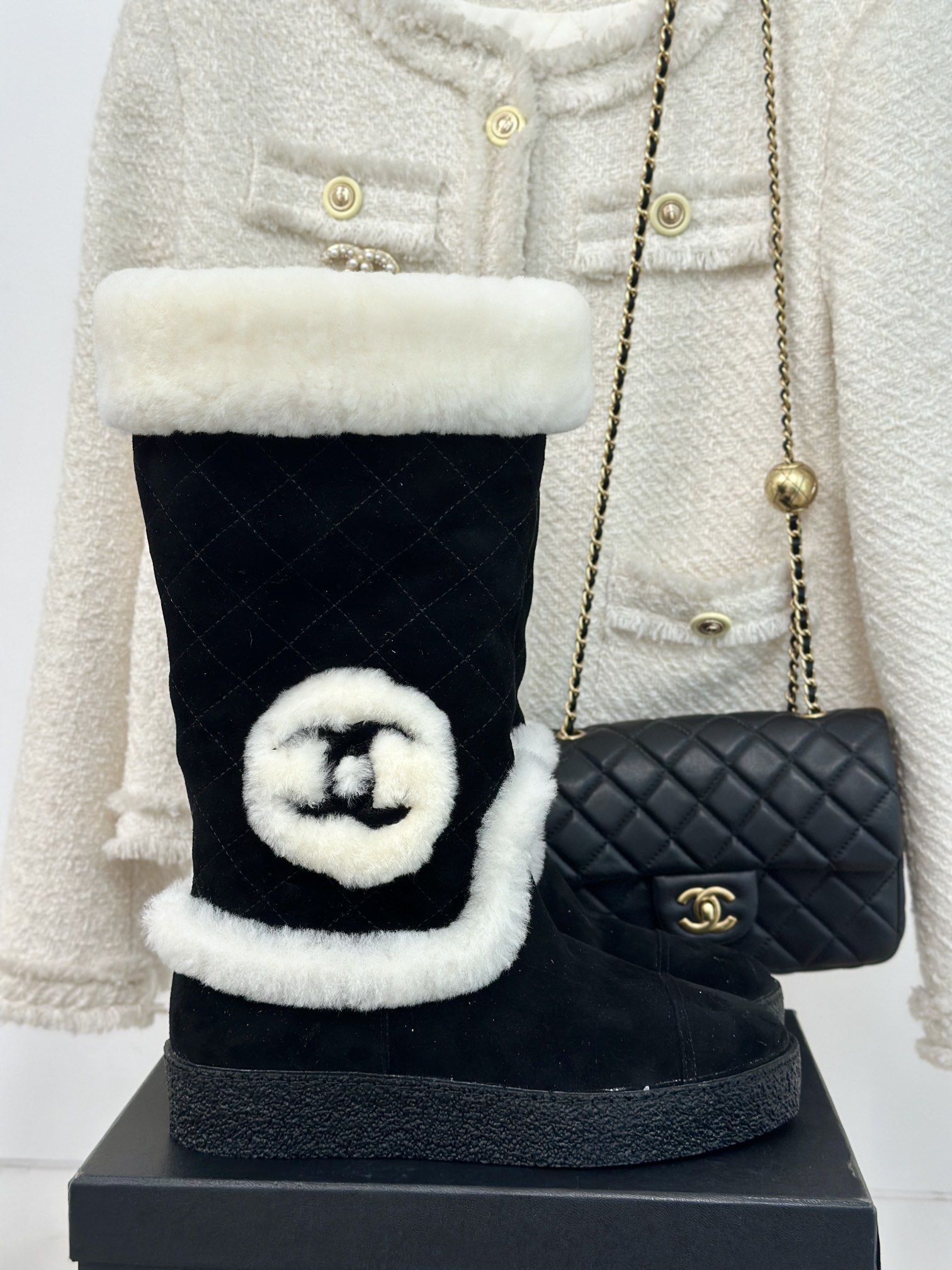 Chanel Botas de nieve Piel de vaca Cuero Lambswhol Colección otoño – invierno