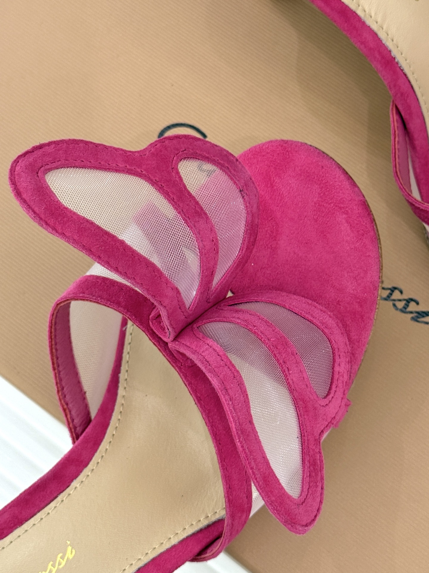 
GianvitoRossi/吉安维托罗西经典
绝美蕾丝蝴蝶🦋高跟拖鞋
本季蕾丝搭配高跟也太美了吧
若隐