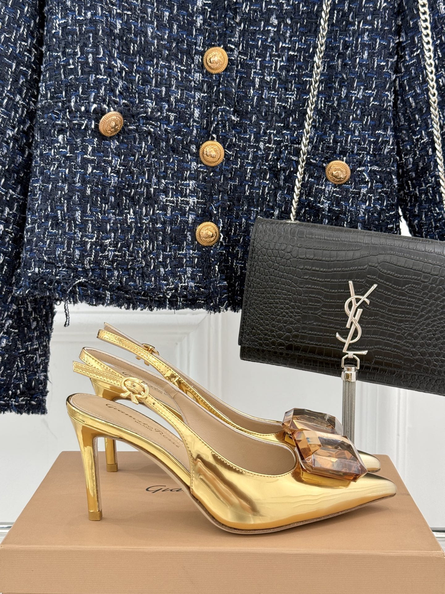 
Gianvito Rossi｜吉安维托罗西经典
绝美宝石💎slingback高跟鞋凉鞋
奢华与时尚的完