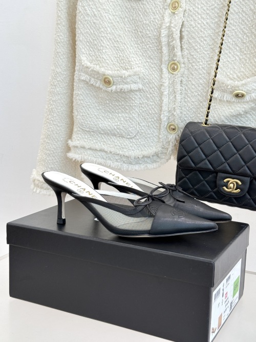 Chanel Vintage Bow Pointed Toe High Heel Mules - Classic Timeless Style 1 Chanel Vintage Bow Pointed Toe High Heel Mules - Classic Timeless Style